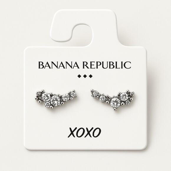 Banana Republic Silver-Tone Crystal Cluster Earrings NWT - Picture 1 of 5